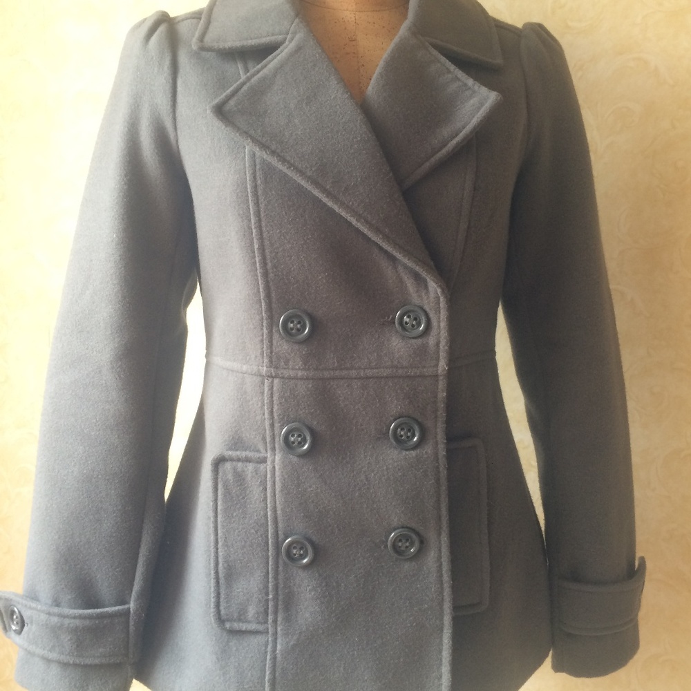 Grey Black Poppy Pea Coat
